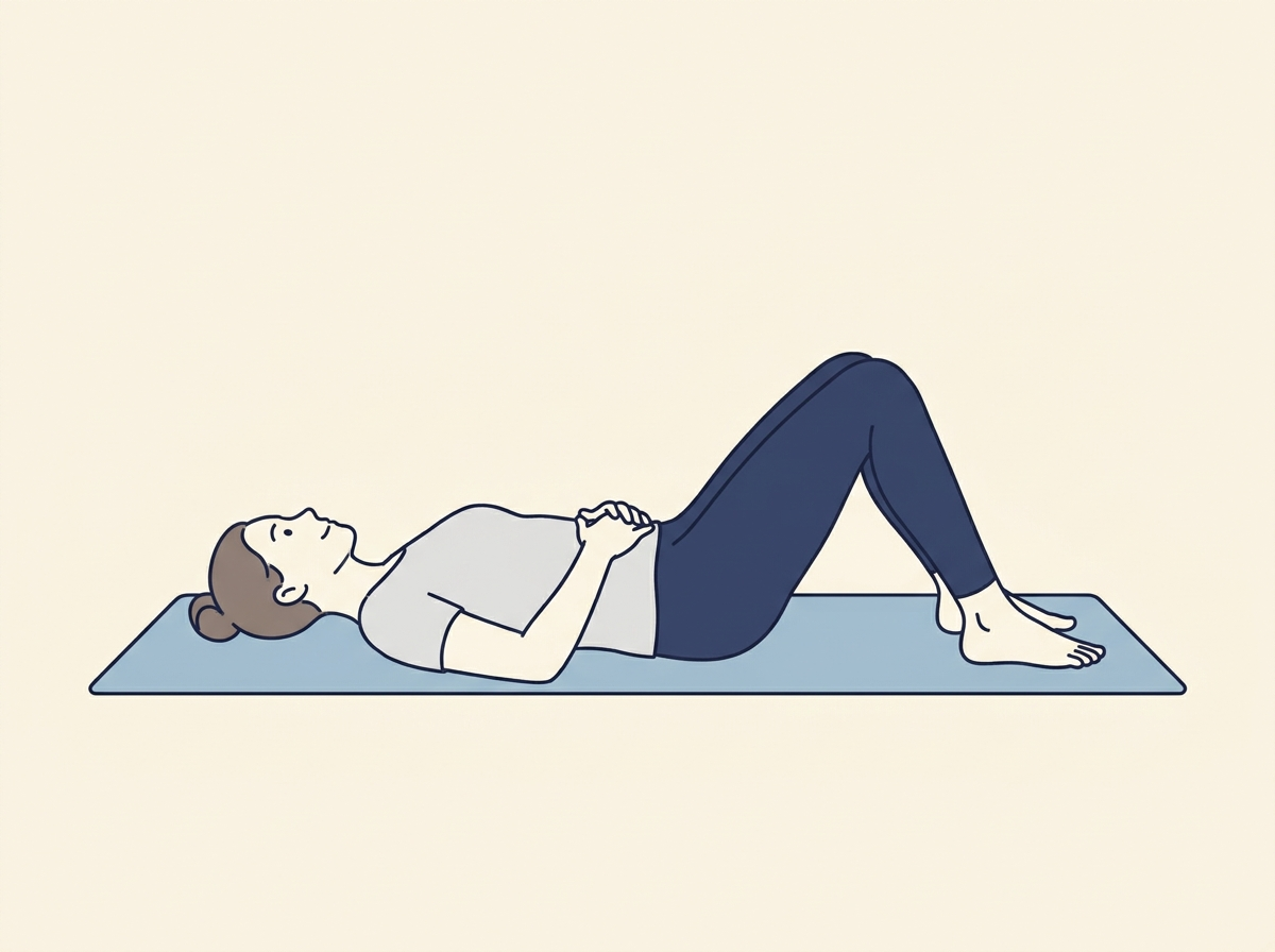 Respiration et engagement du transverse, allongée sur le dos