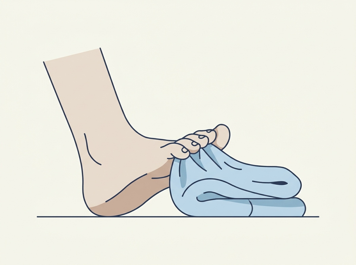 Renforcement des muscles du pied : les orteils agrippent une serviette